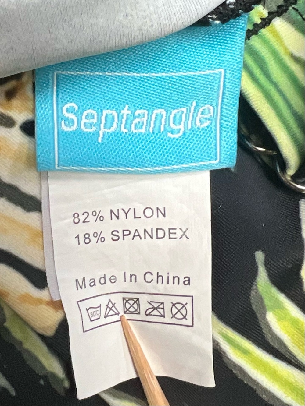 SEPTANGLE Tropical Leaf Halter & KEYHOLES Tankini Top - Black, Green & Yellow - Picture 10 of 12
